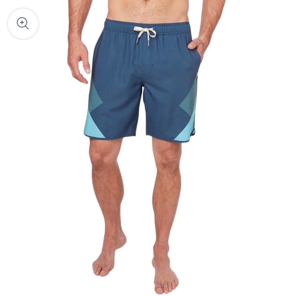 Fair Harbor The Anchor Swim Shorts Navy Teal Geometric BreezeKnit Liner Small